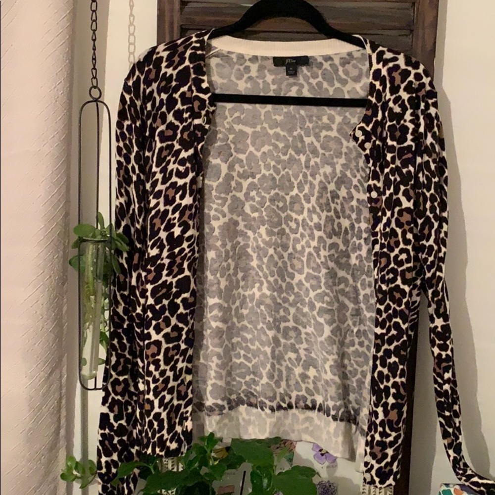 J Crew leopard print cardigan